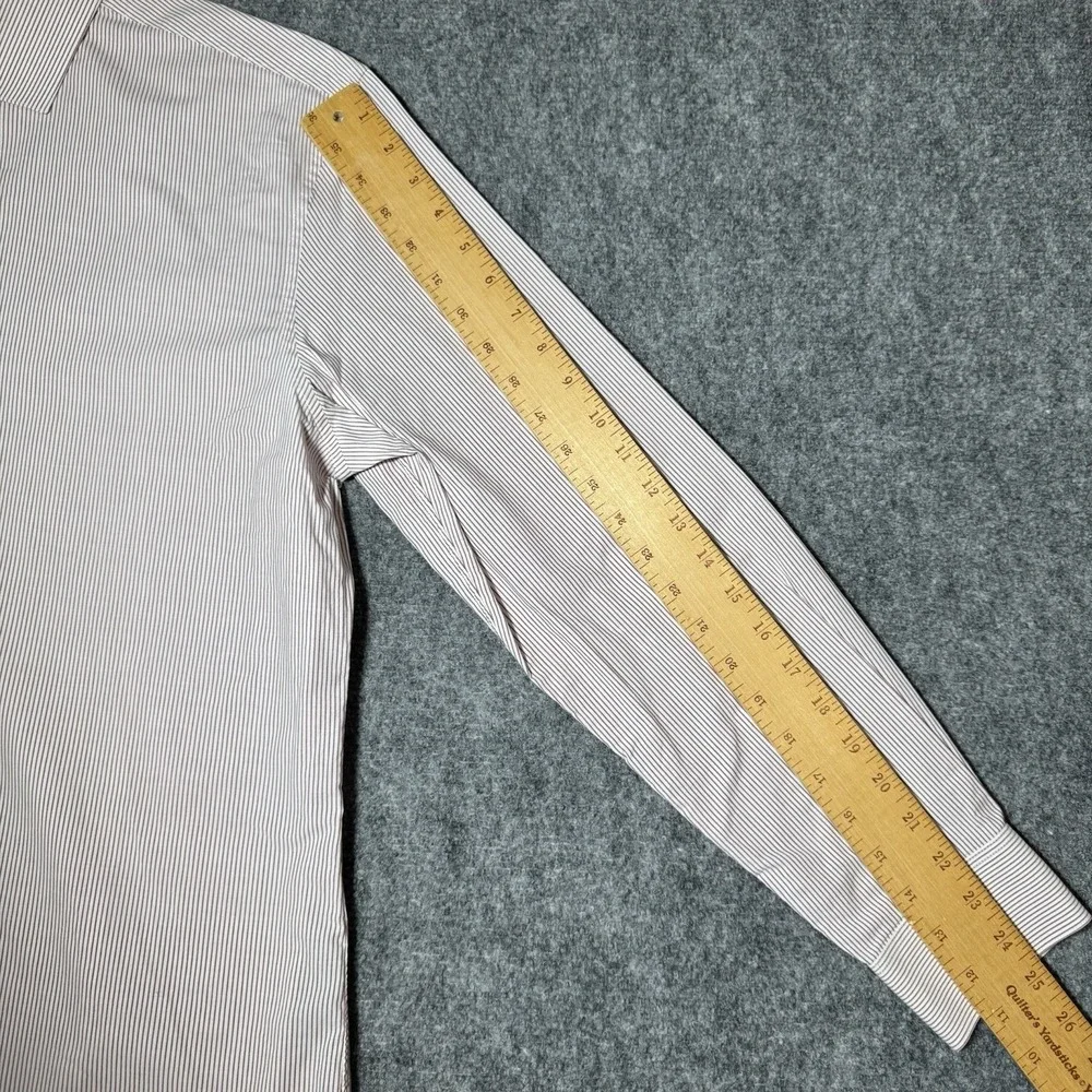 John Varvatos Signature Tailored Slim Fit Pinstripe L/S‎ Large 16.5 34/35 Button